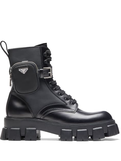 farfetch prada shoes|Prada ankle pouch combat boots.